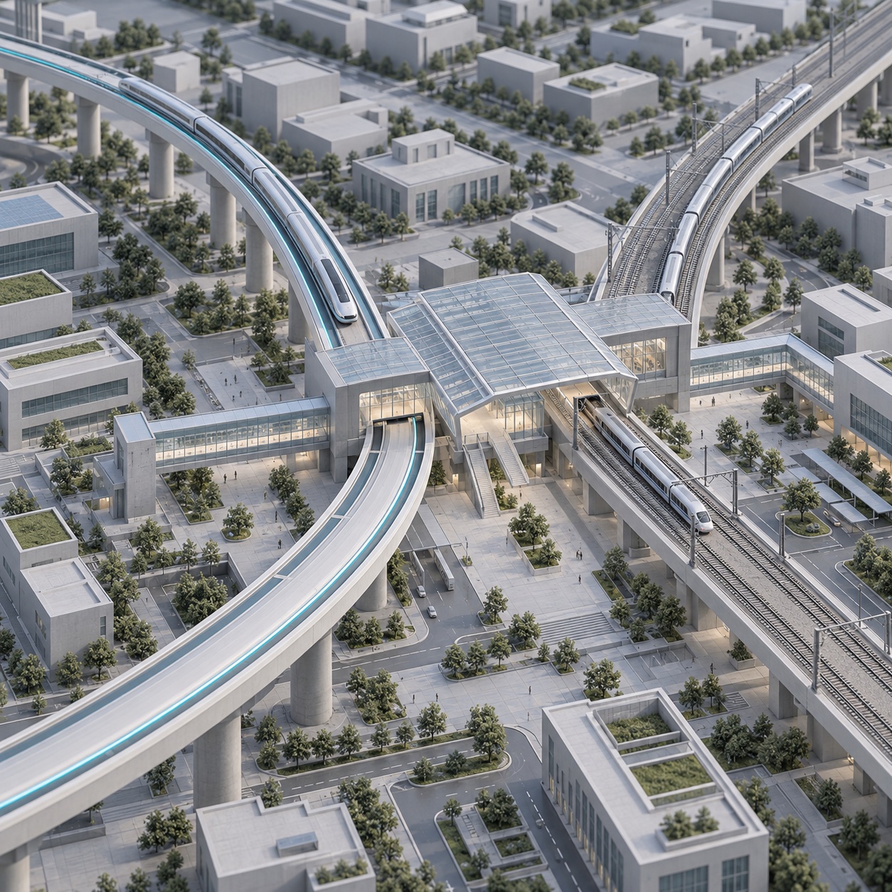磁浮与轮轨交通走廊及换乘车站的路网规划模型